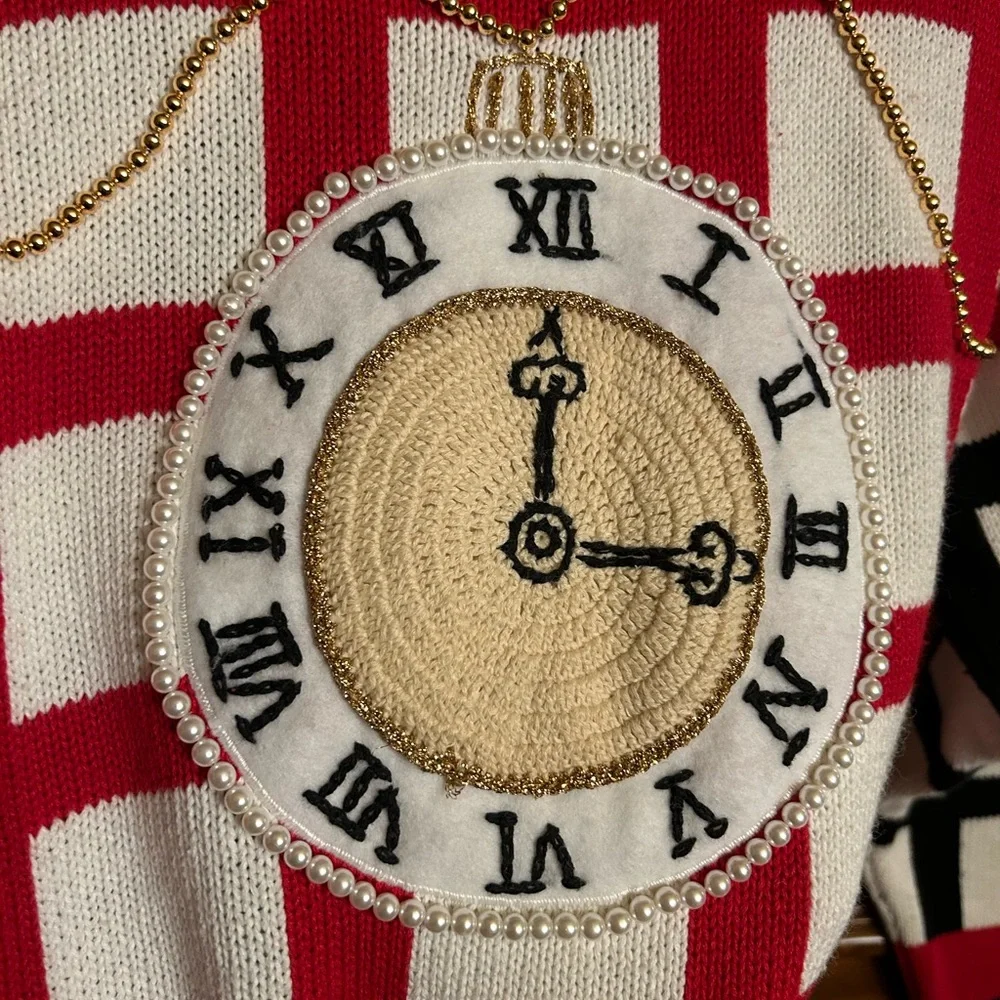 NWT Berek Embroidered & Embellished Vintage Clock/Heart Cardigan/Sweater Size M - Picture 5 of 13